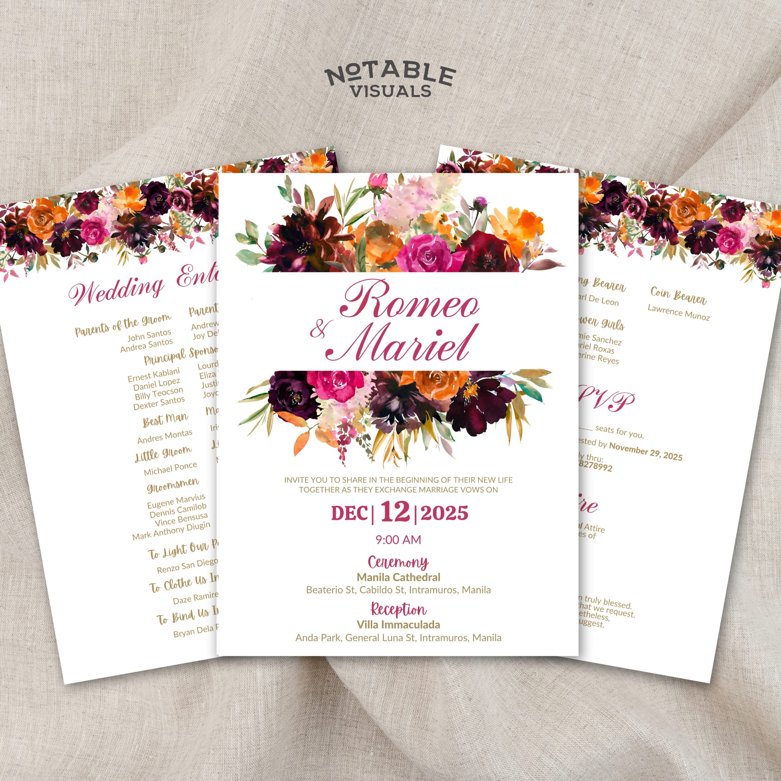 Autumn Florals | Wedding Invitation Template
