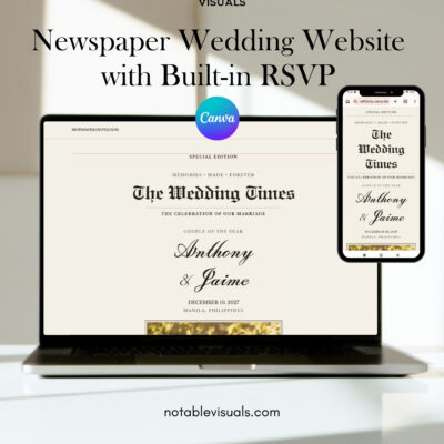 Newspaper Wedding Website Canva Template