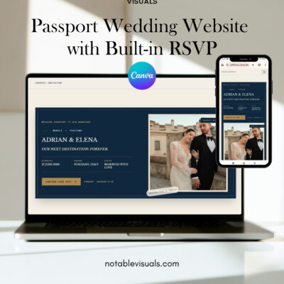Passport Wedding Website Canva Template