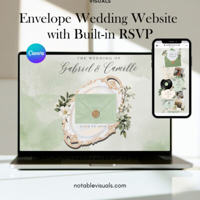 Envelope Wedding Website Template | Sage Green
