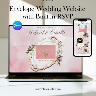 Envelope Wedding Website Template | Blush Pink