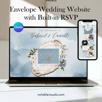 Envelope Wedding Website Template | Dusty Blue